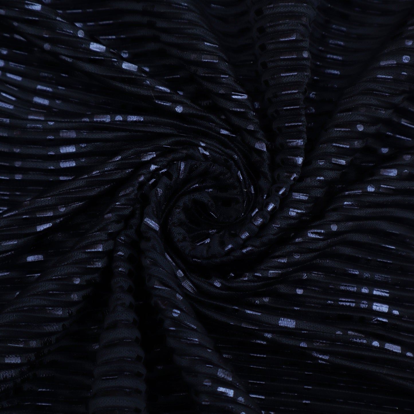 Dark Navy Blue Color Crush Satin Foil Fabric