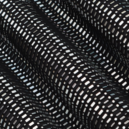 Black Color Crush Satin Foil Fabric