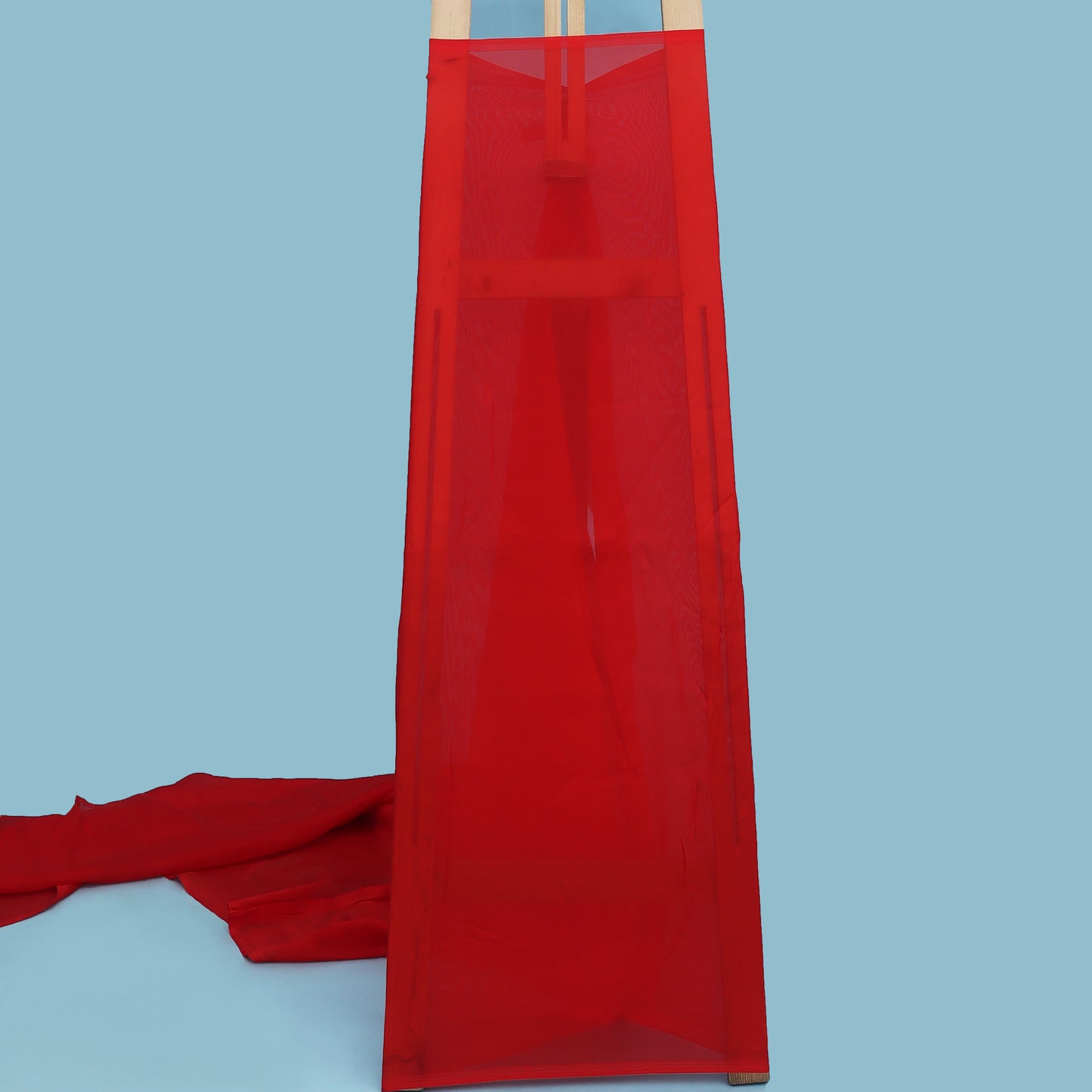 Red Color Organza Booti Fabric