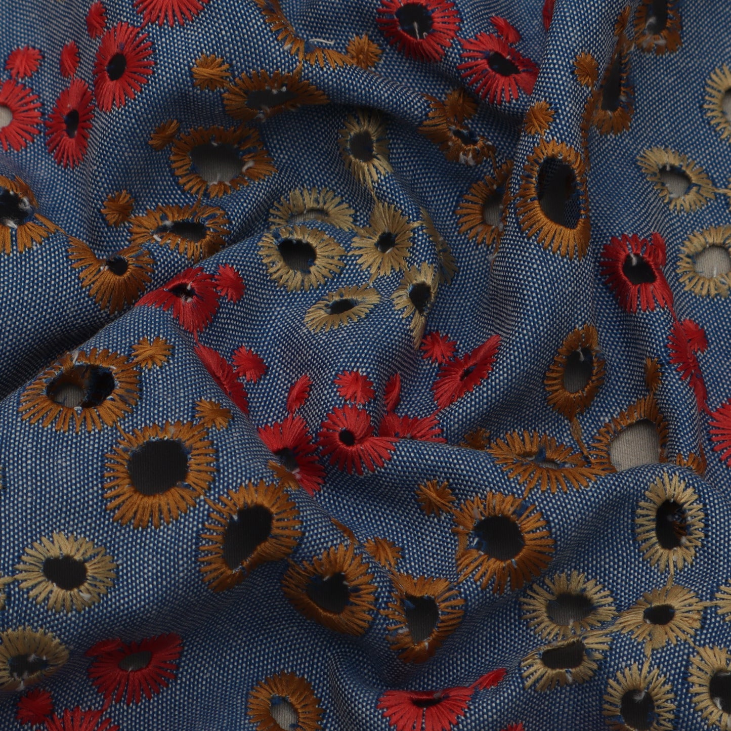 Colored Denim Embroidery Heavy Fabric