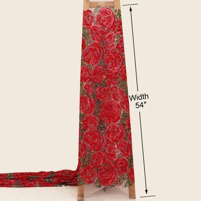 Rose Net Embroidered Fabric
