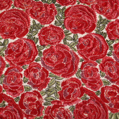 Rose Net Embroidered Fabric