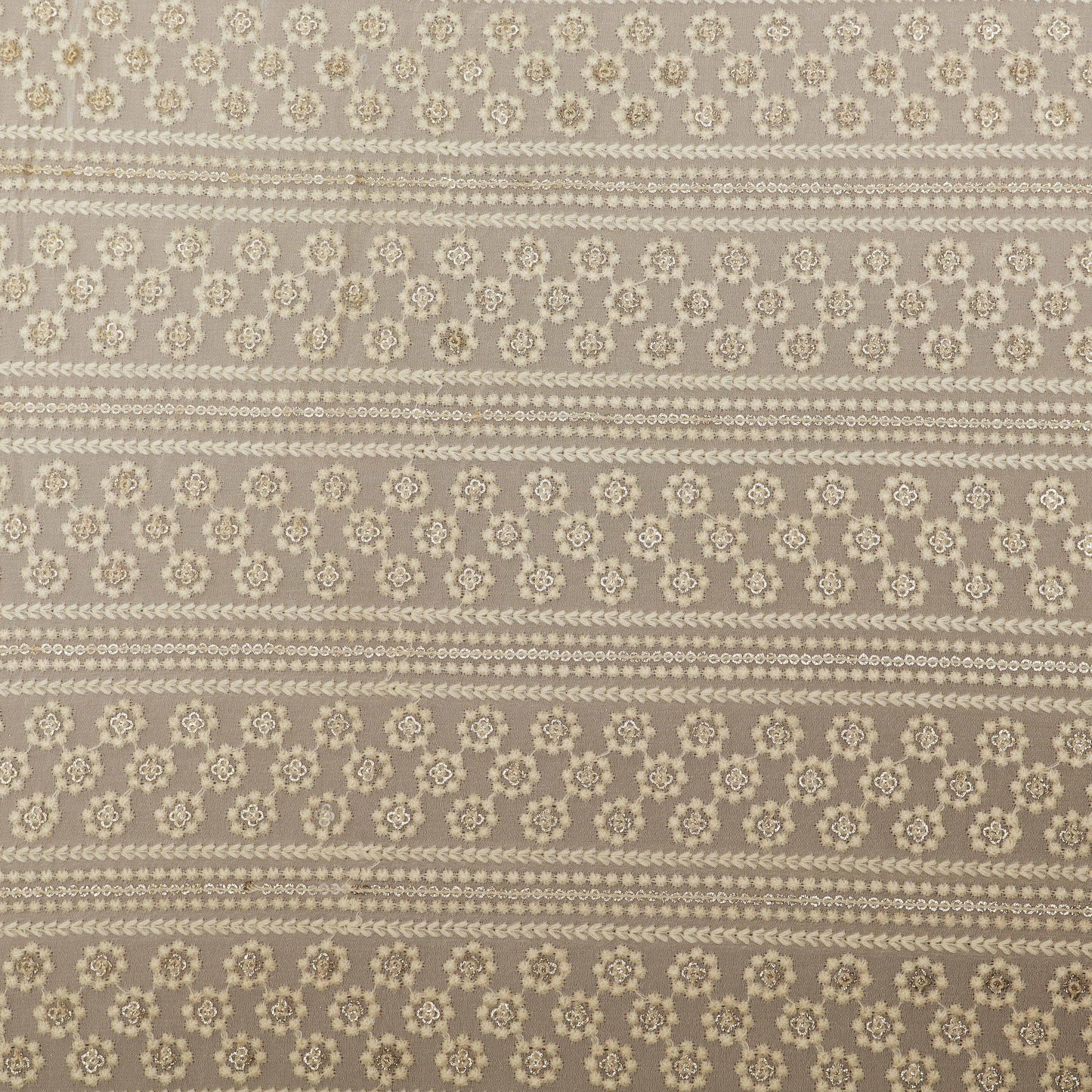 White Color Georgette Embroidery Fabric