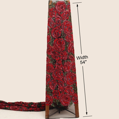 Rose Net Embroidered Fabric
