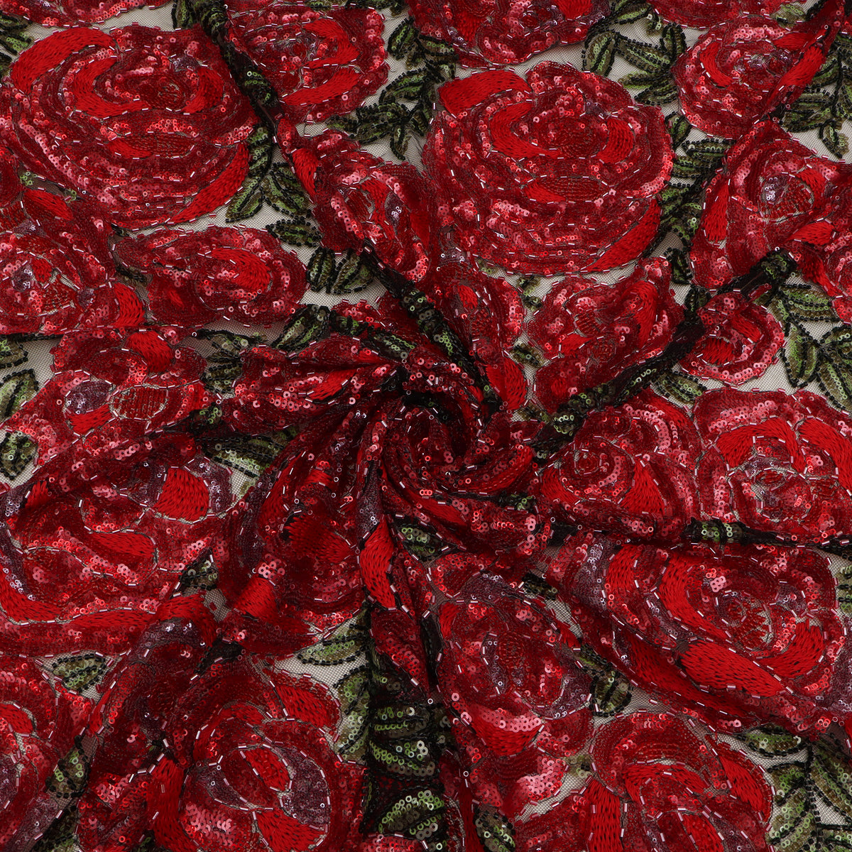 Rose Net Embroidered Fabric