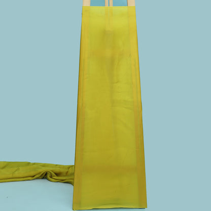 Yellow Color Organza Booti Fabric