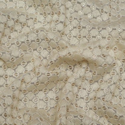 White Color Georgette Embroidery Fabric