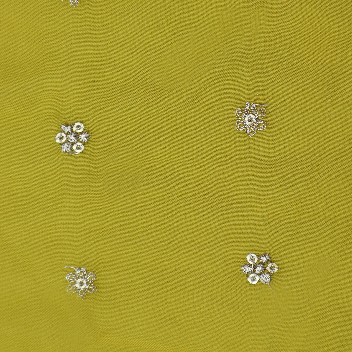 Yellow Color Organza Booti Fabric