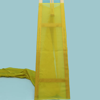 Yellow Color Organza Booti Fabric