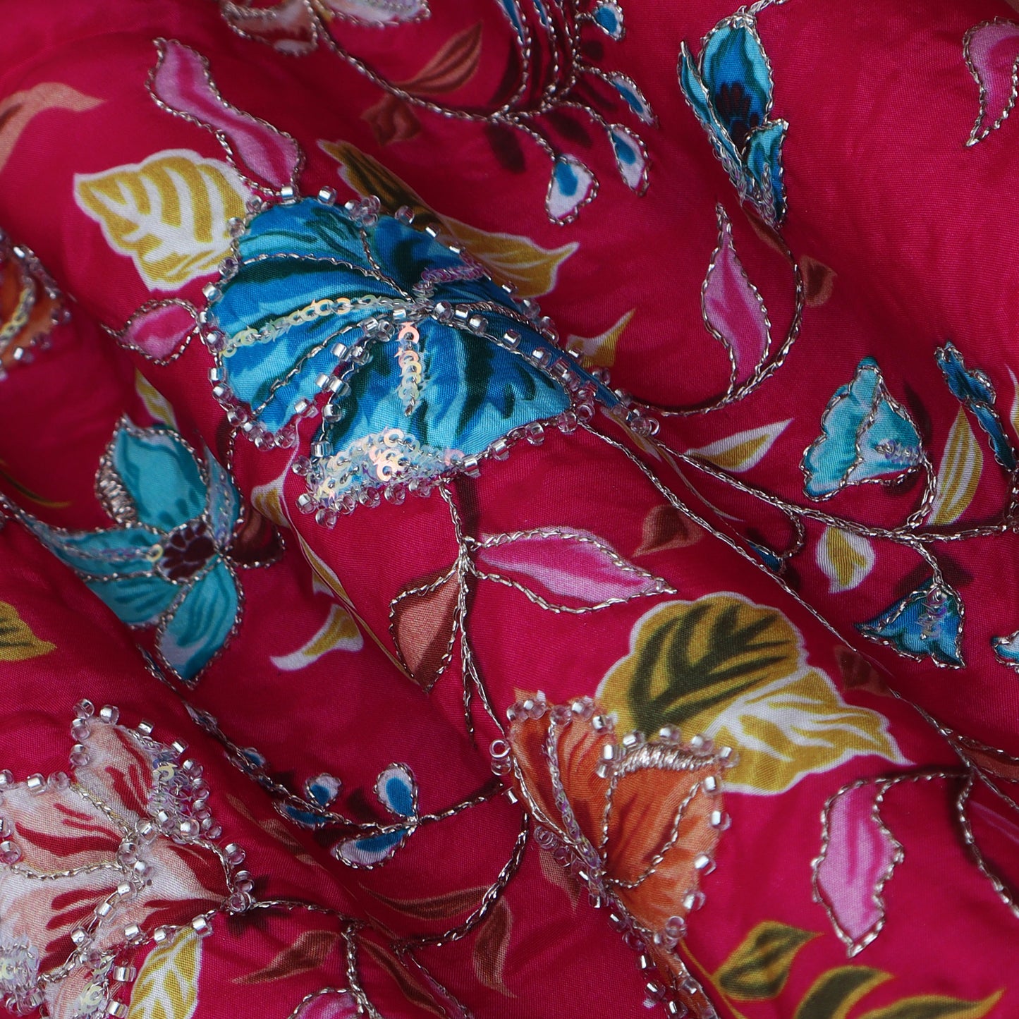 Rani Color Crepe Position Print Embroidery Fabric