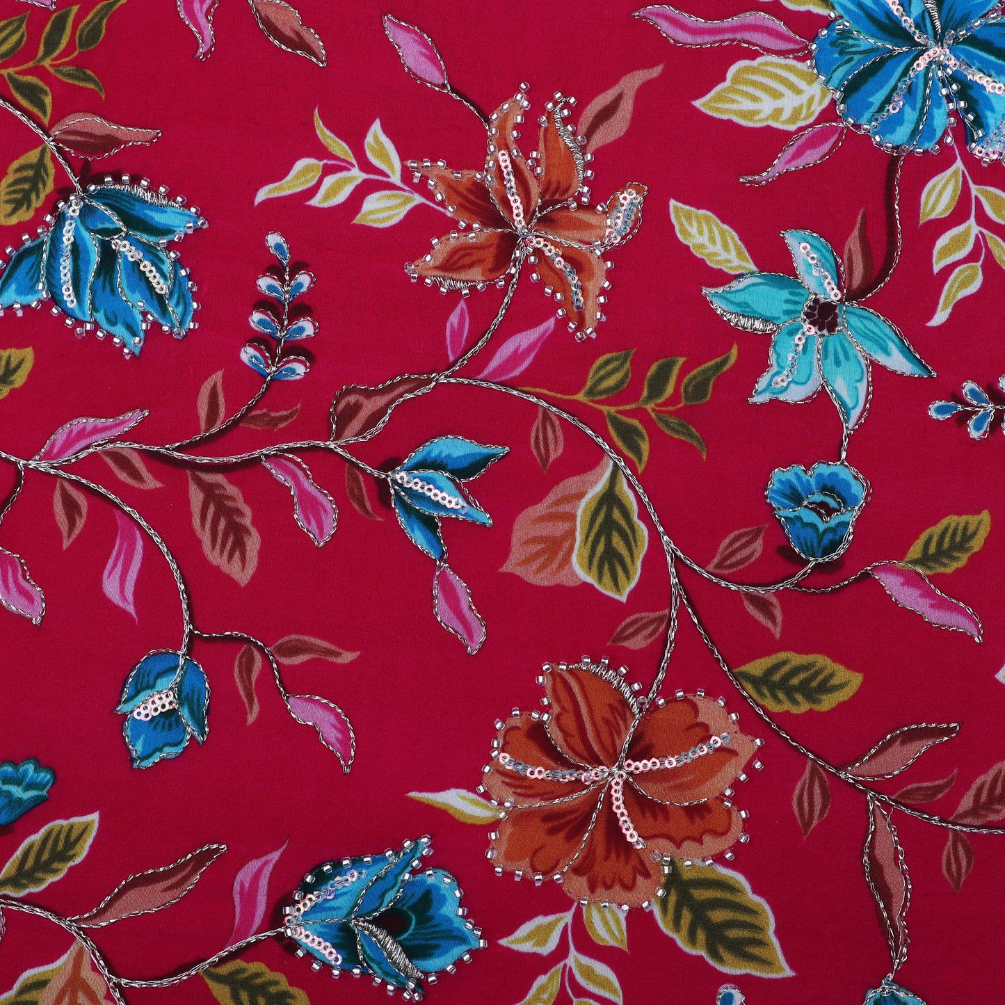 Rani Color Crepe Position Print Embroidery Fabric