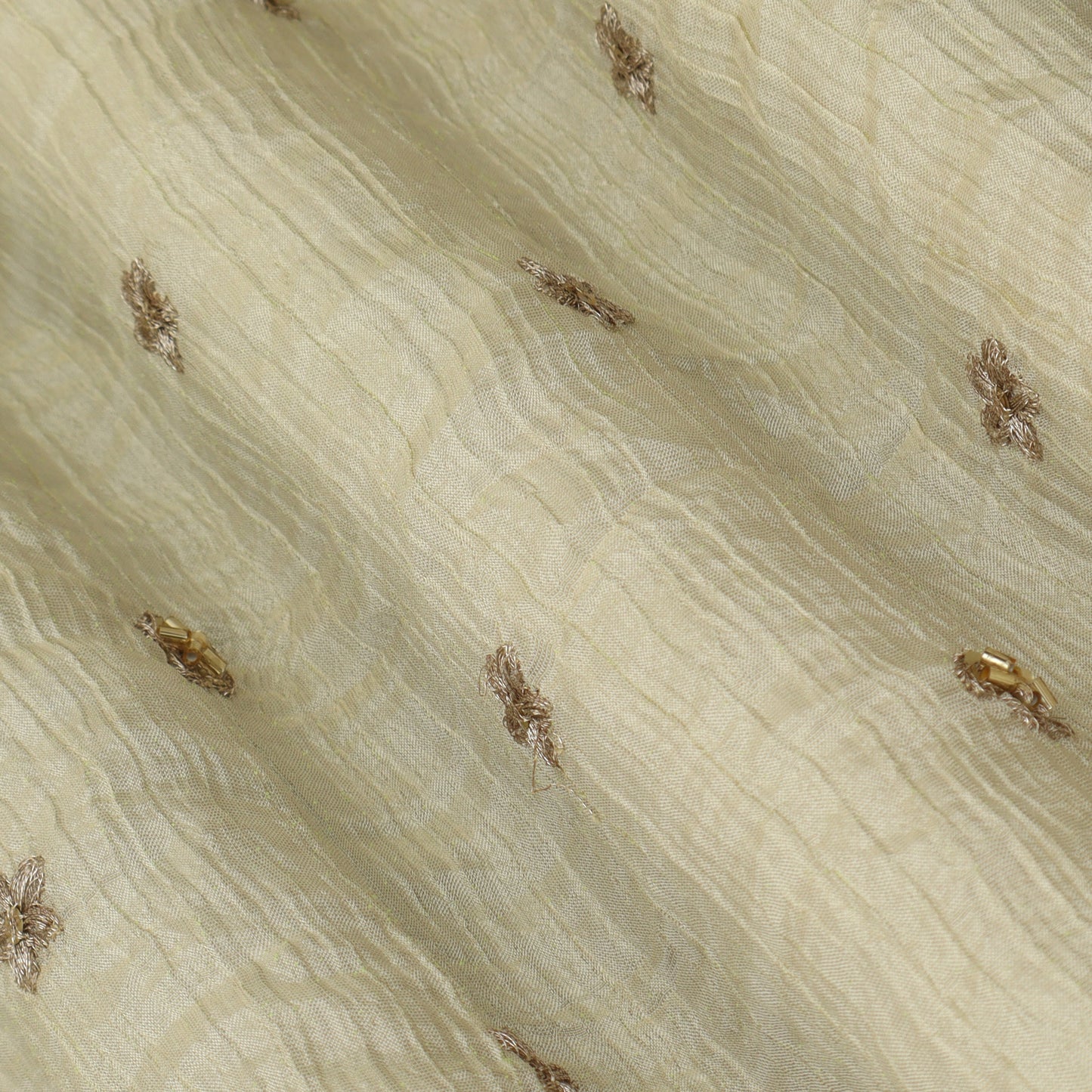 Beige Color Crush Tissue Booti Fabric