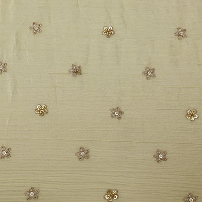 Beige Color Crush Tissue Booti Fabric