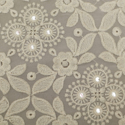 White Color Georgette Embroidery Fabric