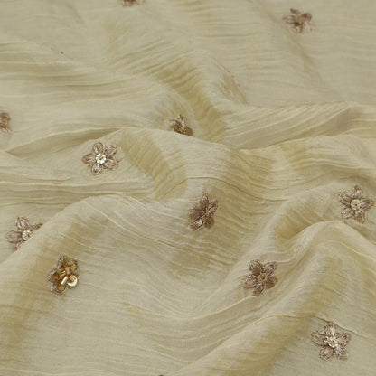 Beige Color Crush Tissue Booti Fabric