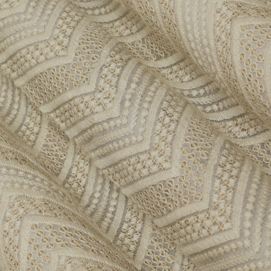 White Color Georgette Embroidery Fabric