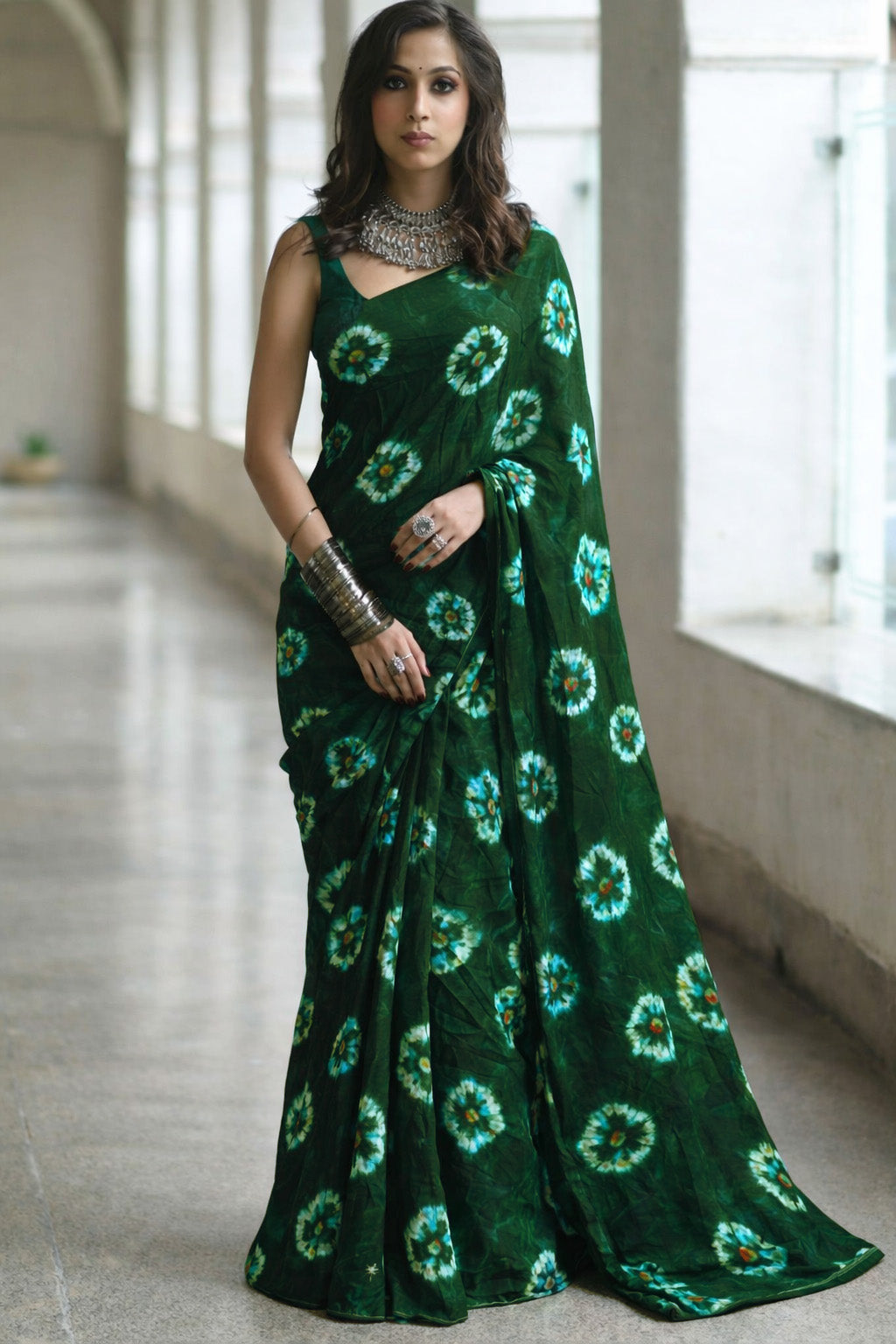 Pure Bandhani Meena Brocade Fabric