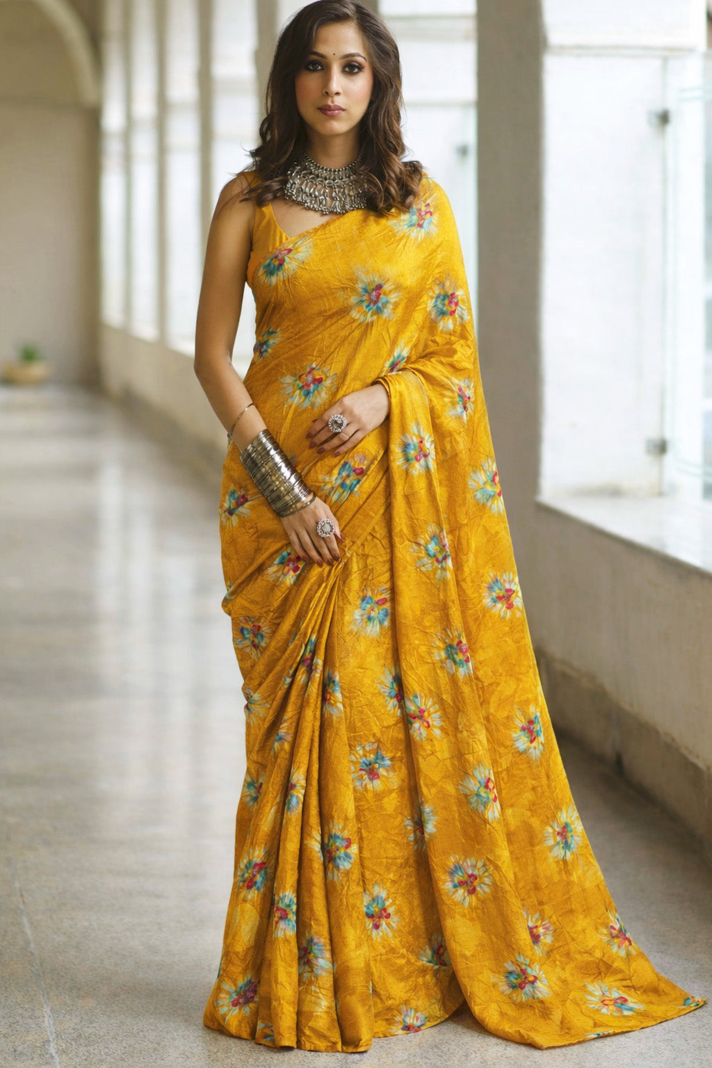 Pure Bandhani Meena Brocade Fabric