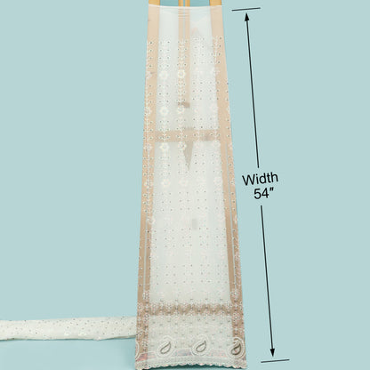 White Color Georgette Sequins Embroidery Fabric