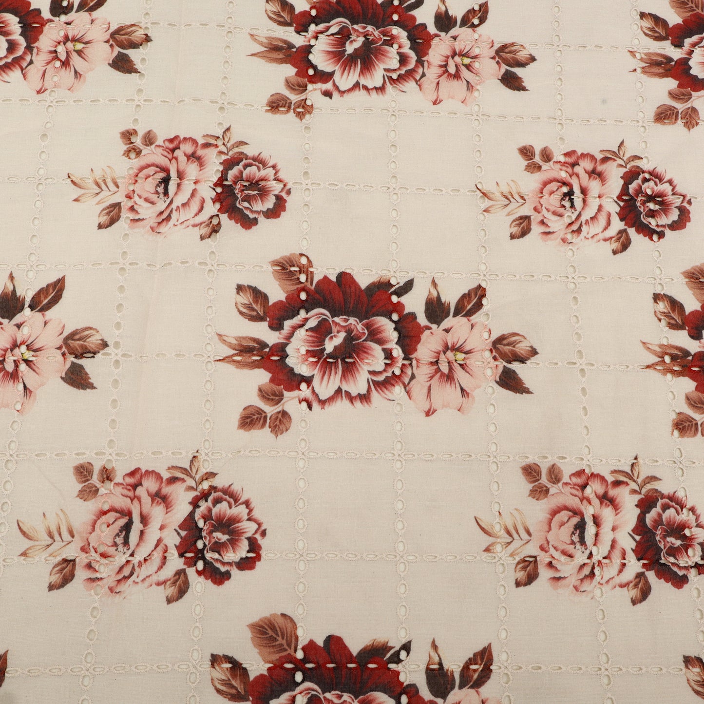 Cotton Chikan Print Embroidery Fabric