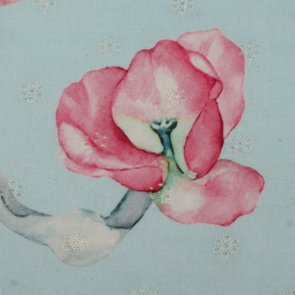 Cotton Chikan Print Embroidery Fabric