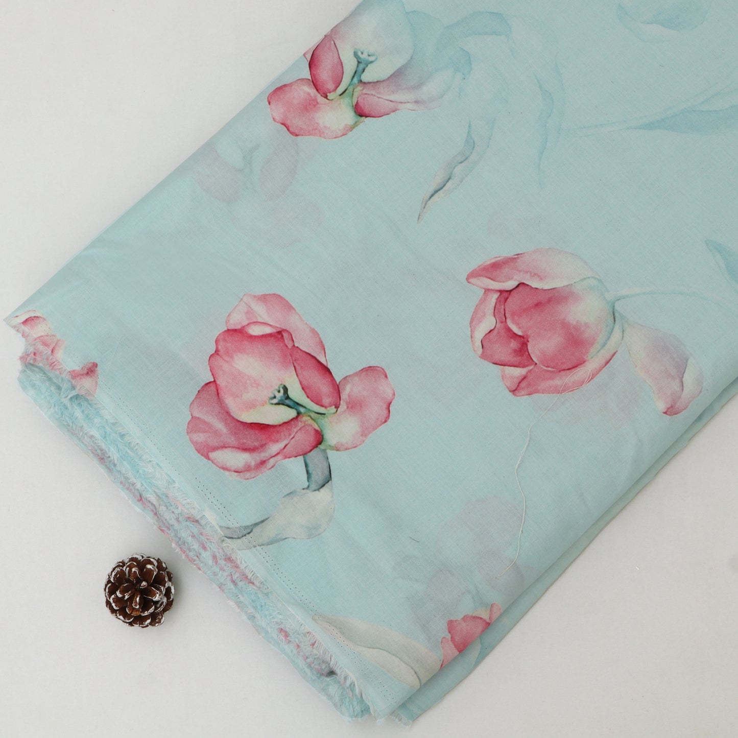 Cotton Chikan Print Embroidery Fabric