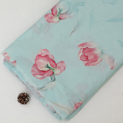 Cotton Chikan Print Embroidery Fabric
