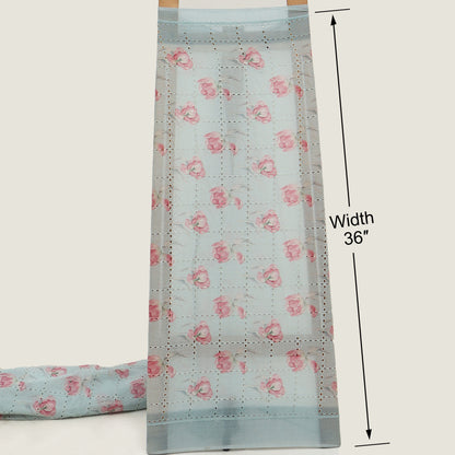 Cotton Chikan Print Embroidery Fabric