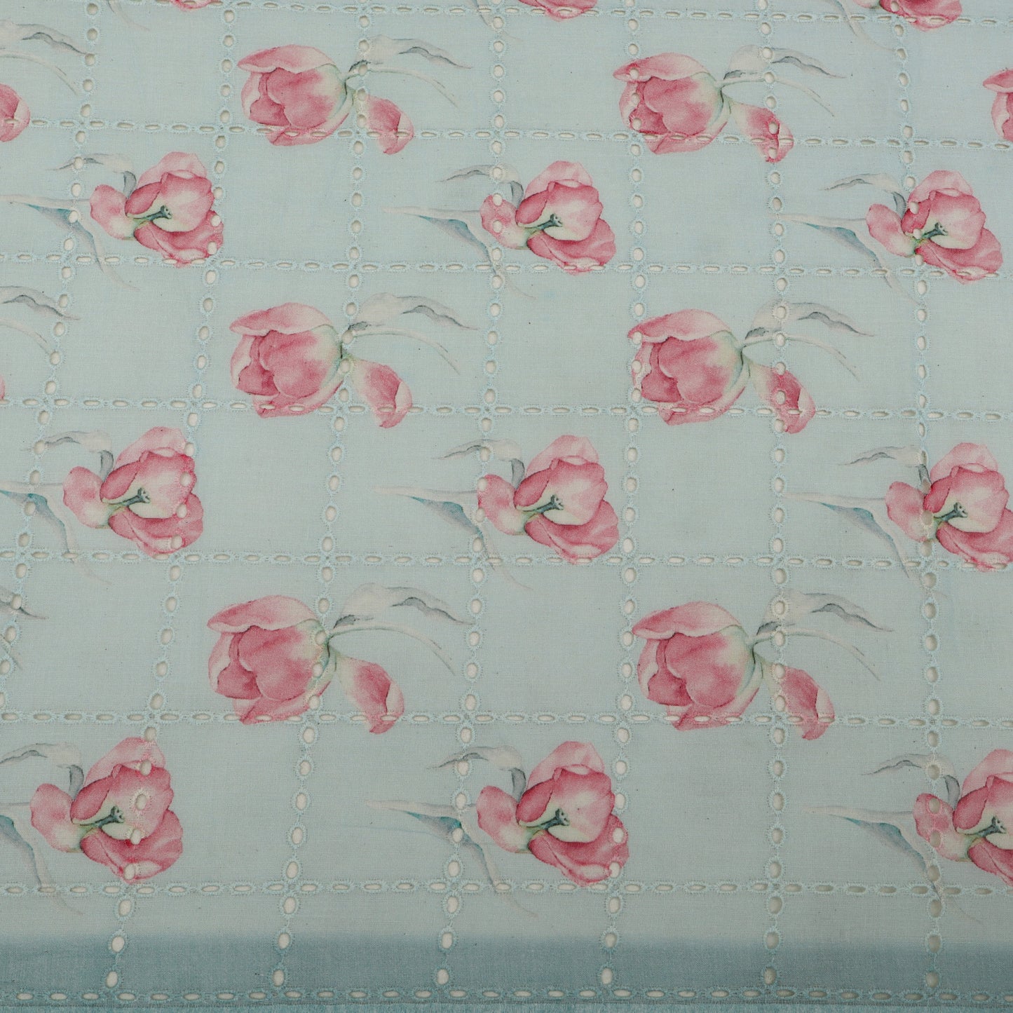 Cotton Chikan Print Embroidery Fabric