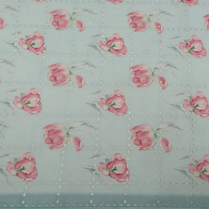 Cotton Chikan Print Embroidery Fabric
