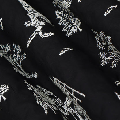 Black Color Cotton  Embroidery Fabric