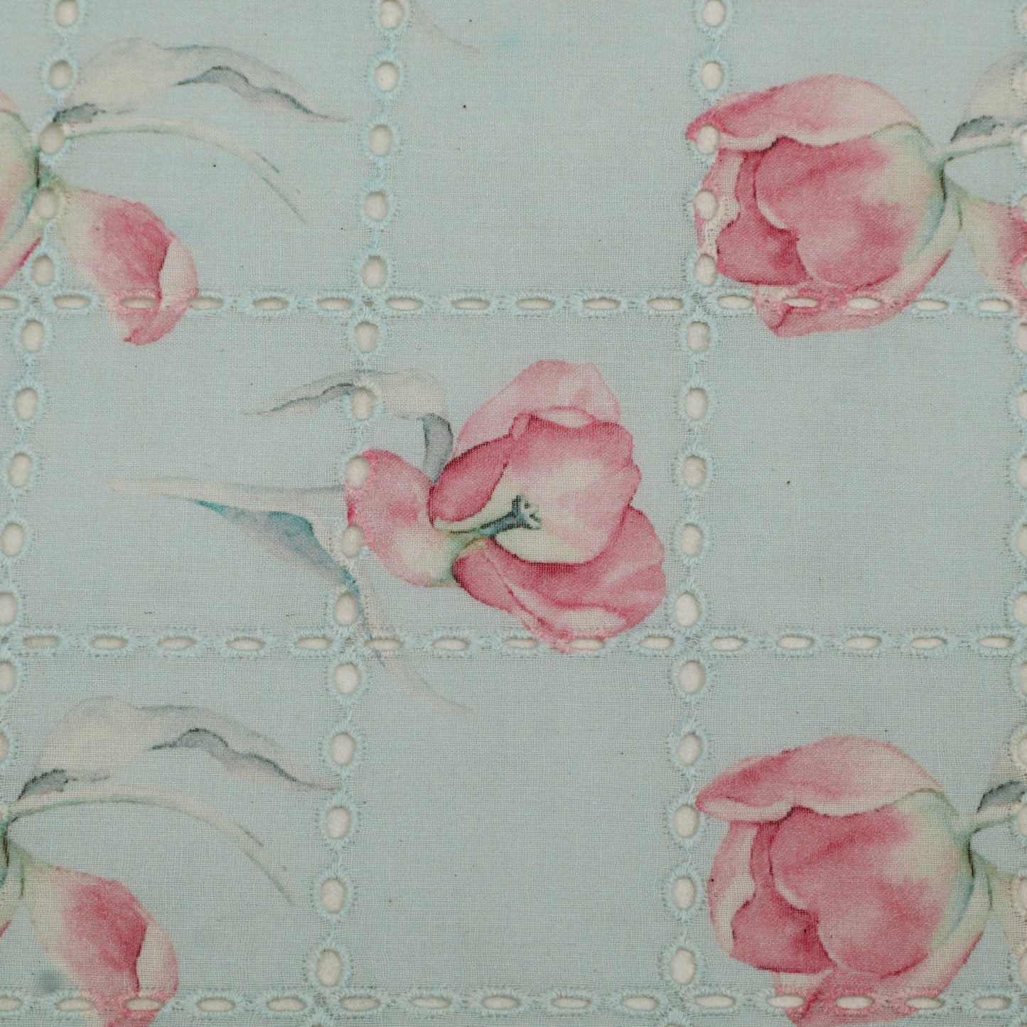 Cotton Chikan Print Embroidery Fabric
