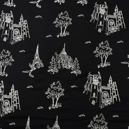 Black Color Cotton  Embroidery Fabric