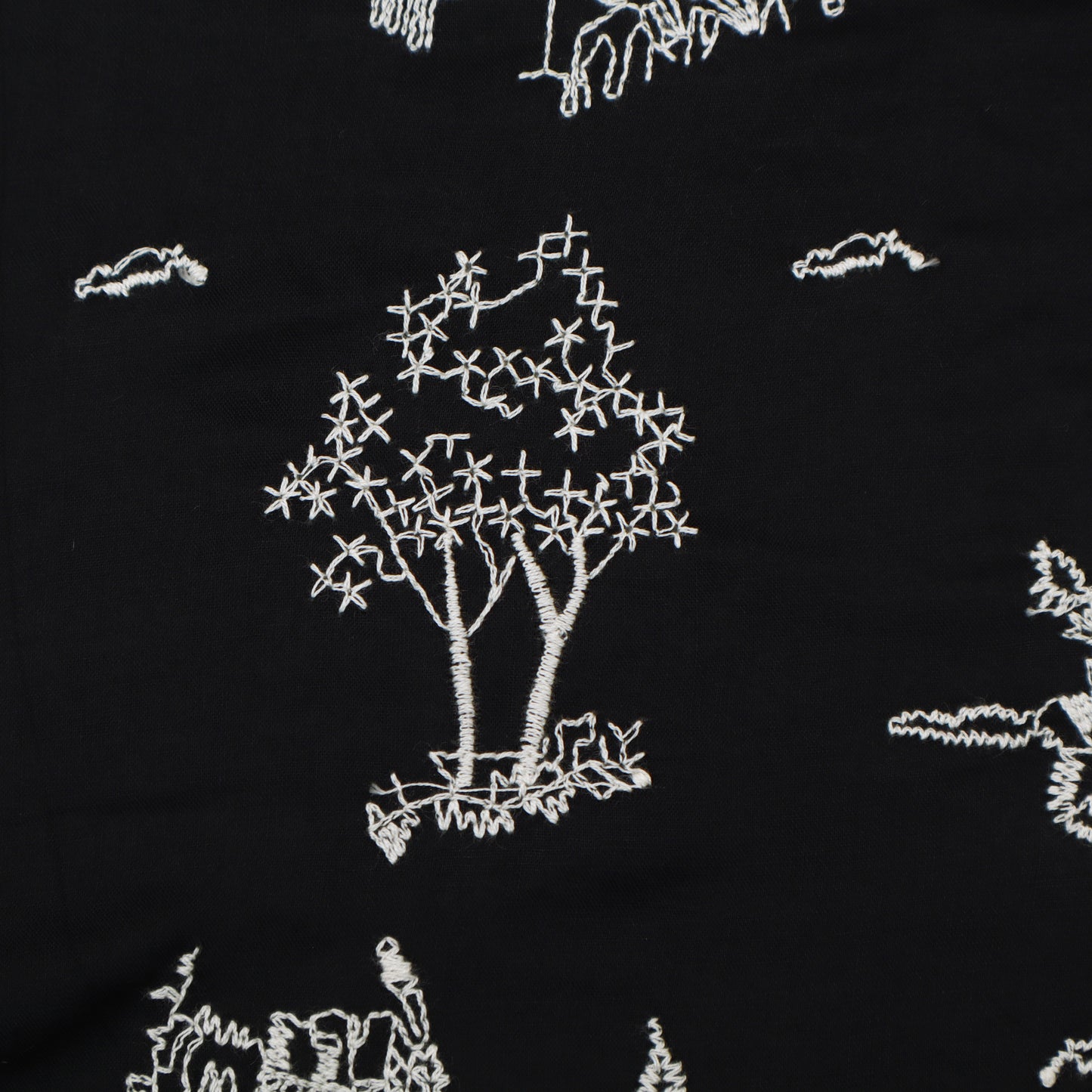 Black Color Cotton  Embroidery Fabric