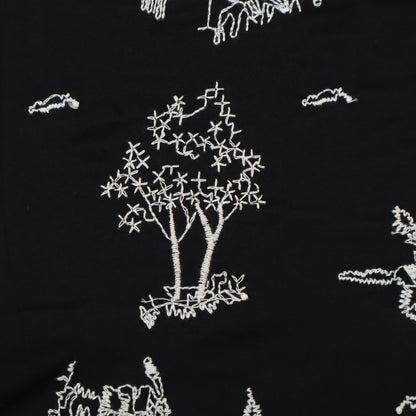 Black Color Cotton  Embroidery Fabric