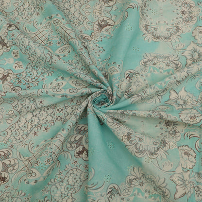 Cotton Chikan Print Embroidery Fabric