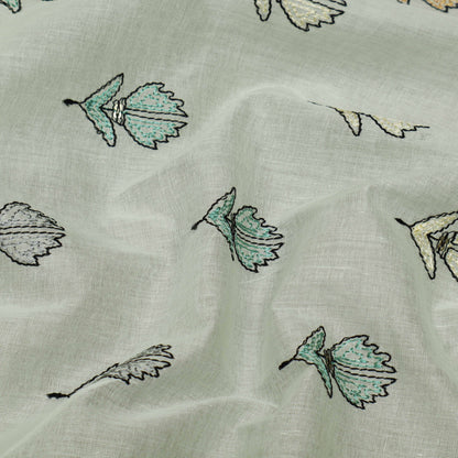 Sea Green Color Cotton Booti Fabric