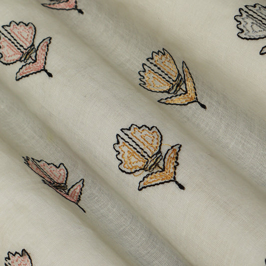 Off White  Color Cotton Booti Fabric