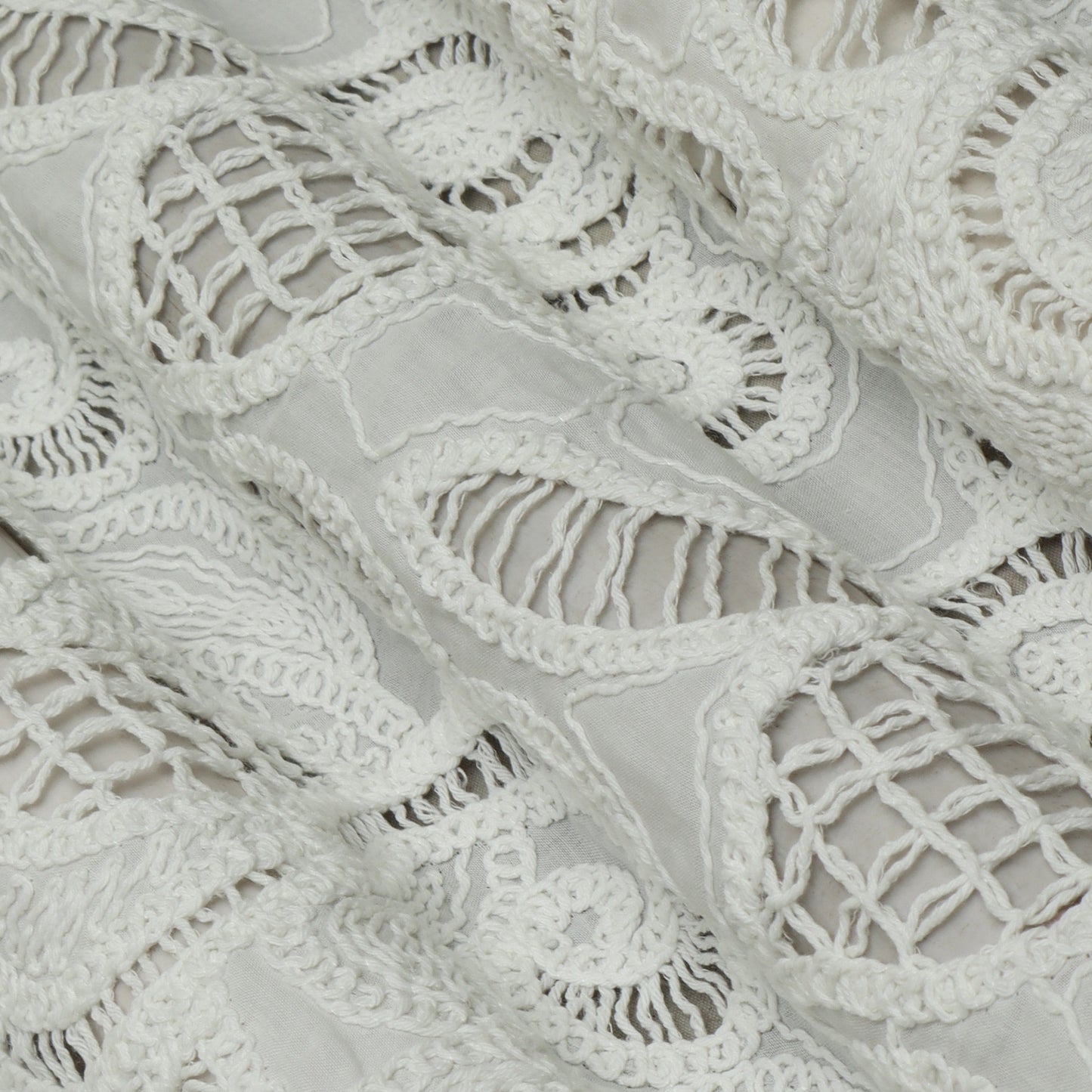 White Color Cotton Embroidery Fabric