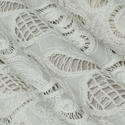 White Color Cotton Embroidery Fabric