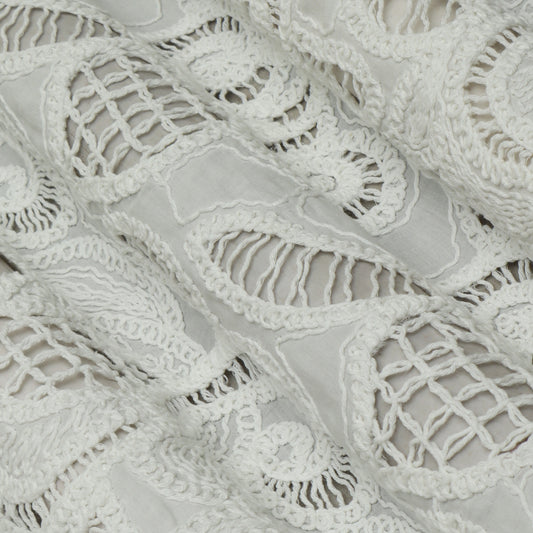 White Color Cotton Embroidery Fabric