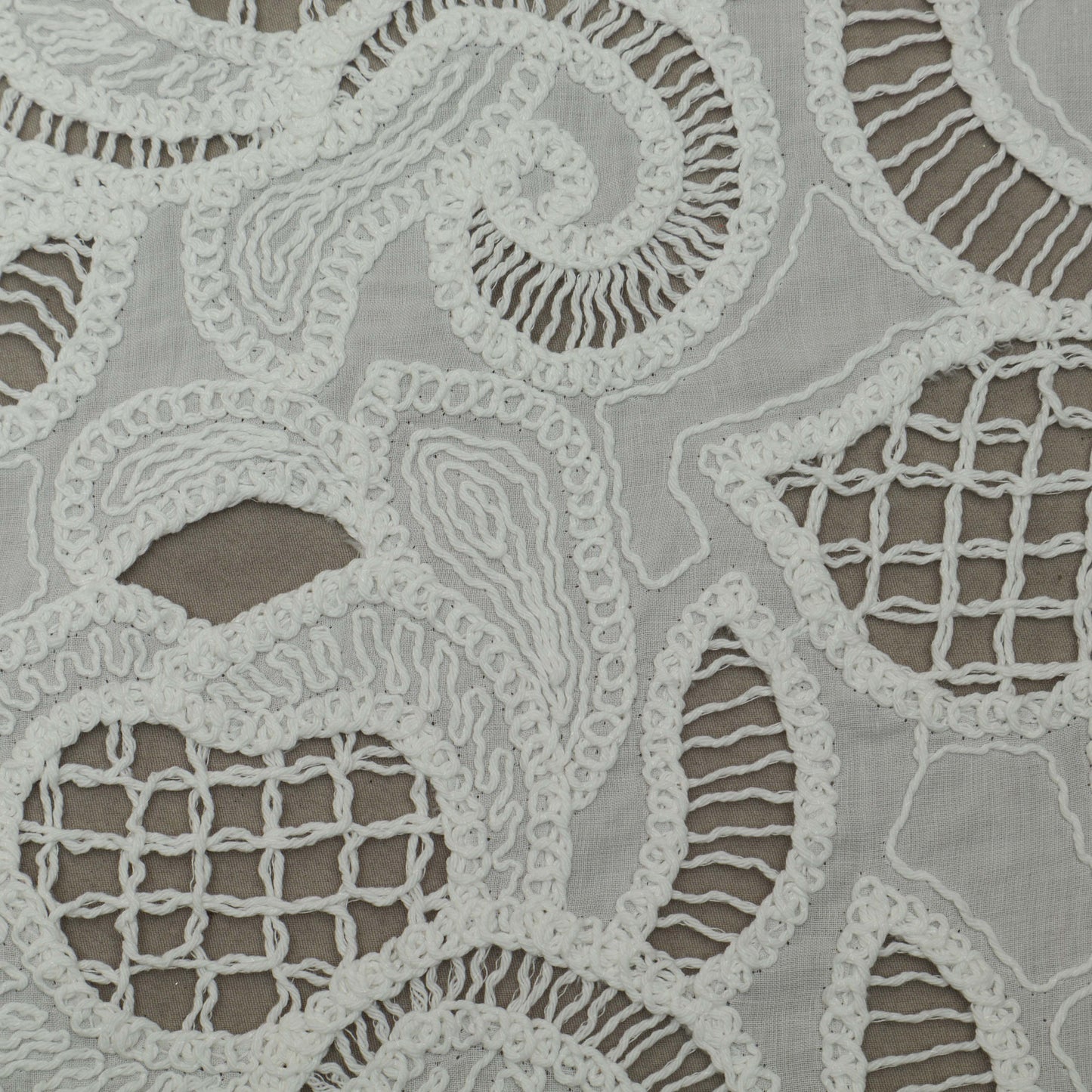 White Color Cotton Embroidery Fabric