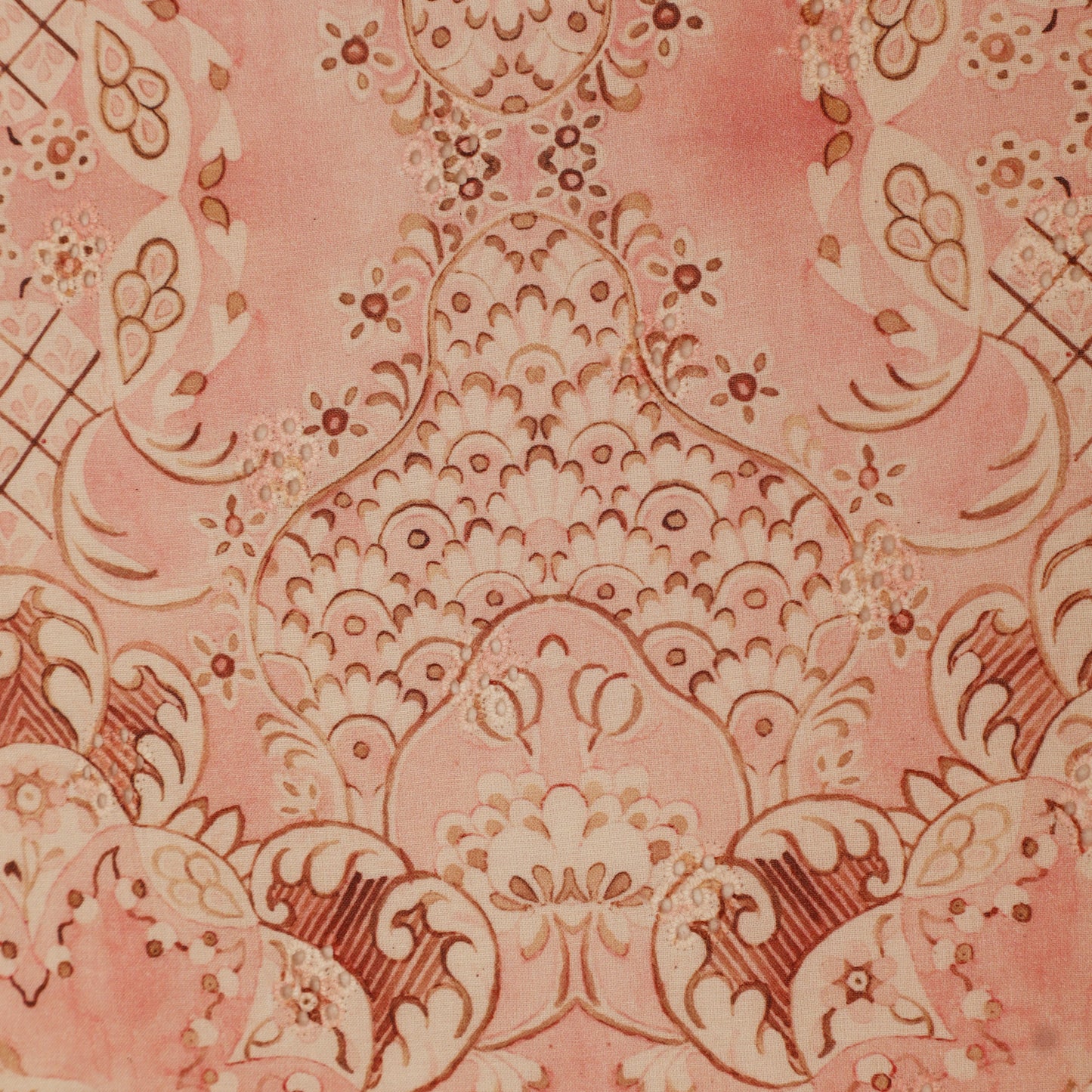Cotton Chikan Print Embroidery Fabric