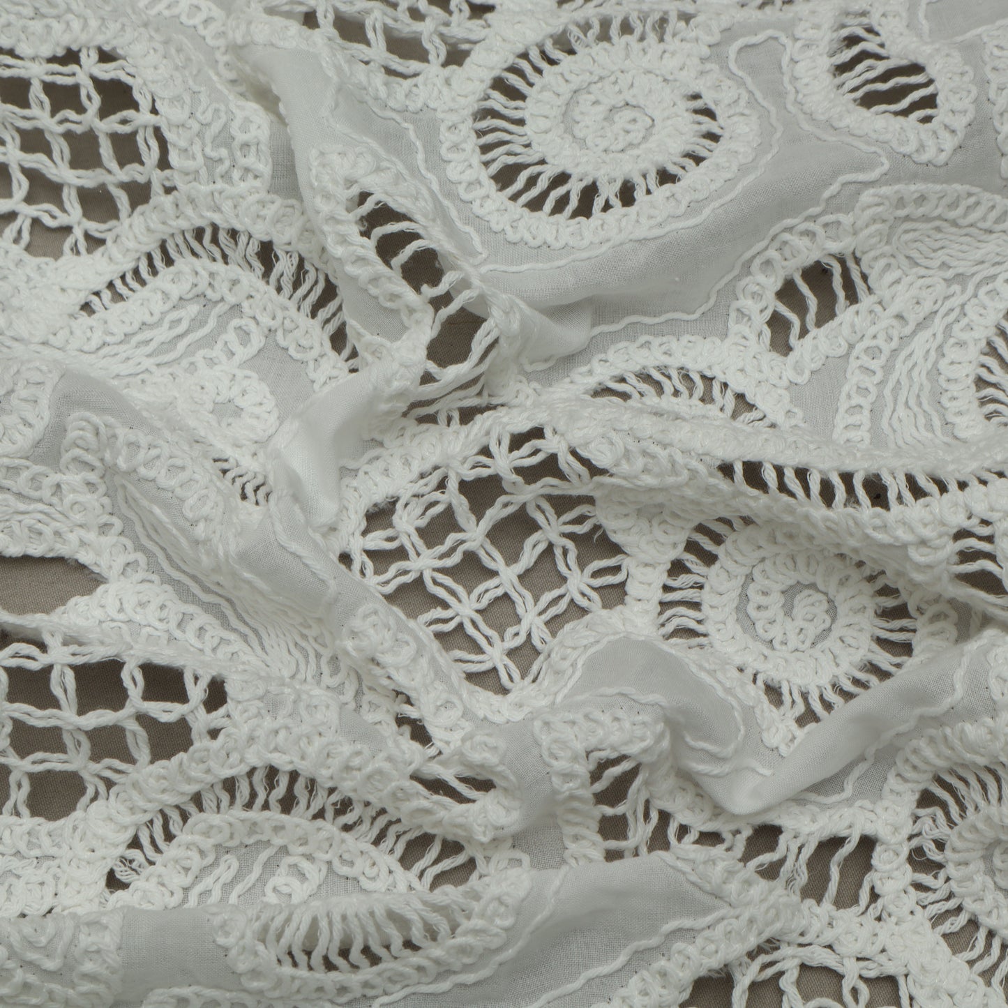 White Color Cotton Embroidery Fabric