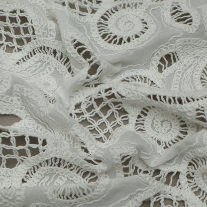 White Color Cotton Embroidery Fabric