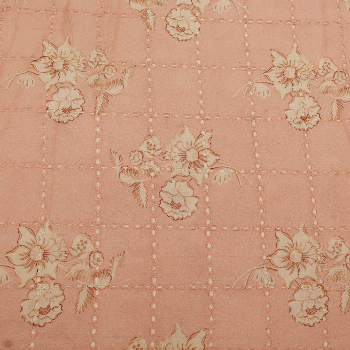 Cotton Chikan Print Embroidery Fabric