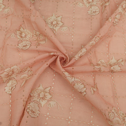 Cotton Chikan Print Embroidery Fabric