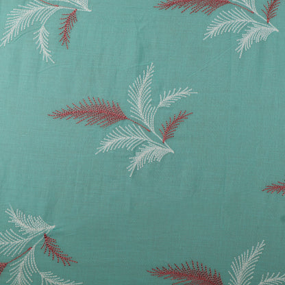 Sea Green Color Cotton Embroidery Fabric