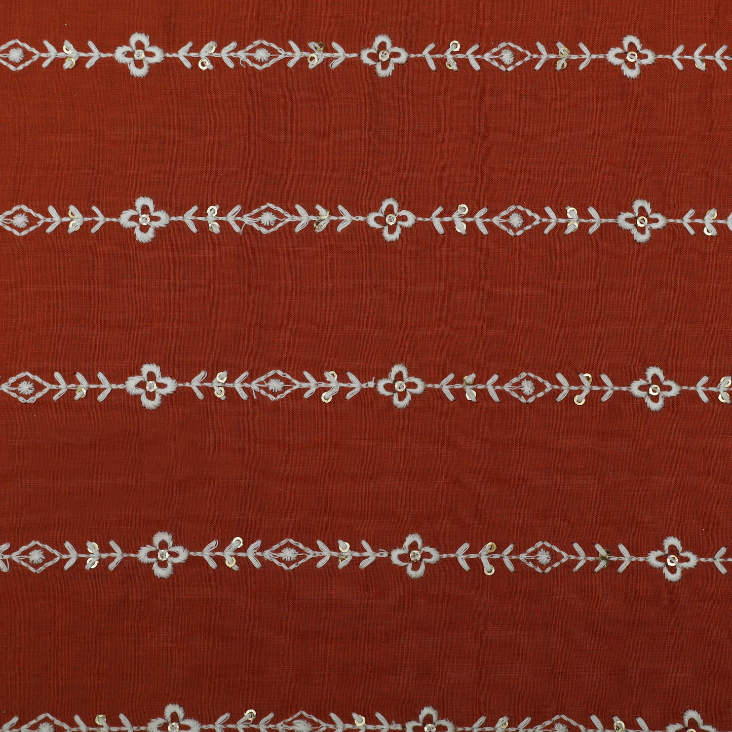 Rust Color Cotton Stripe Fabric