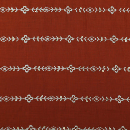 Rust Color Cotton Stripe Fabric